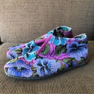 Quievac Floral Tapestry Booties in Purple Green Sz 38